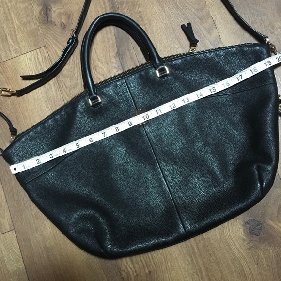 TORI BURCH BLACK & GOLD LEATHER PURSE CROSS BODY STRAP - Picture 10 of 15